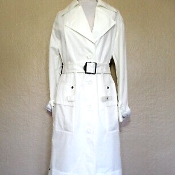 🥳🎉HOST PICK NWT Coach Long Military Coat White cotton blend belted Size 4 - Picture 4 of 6